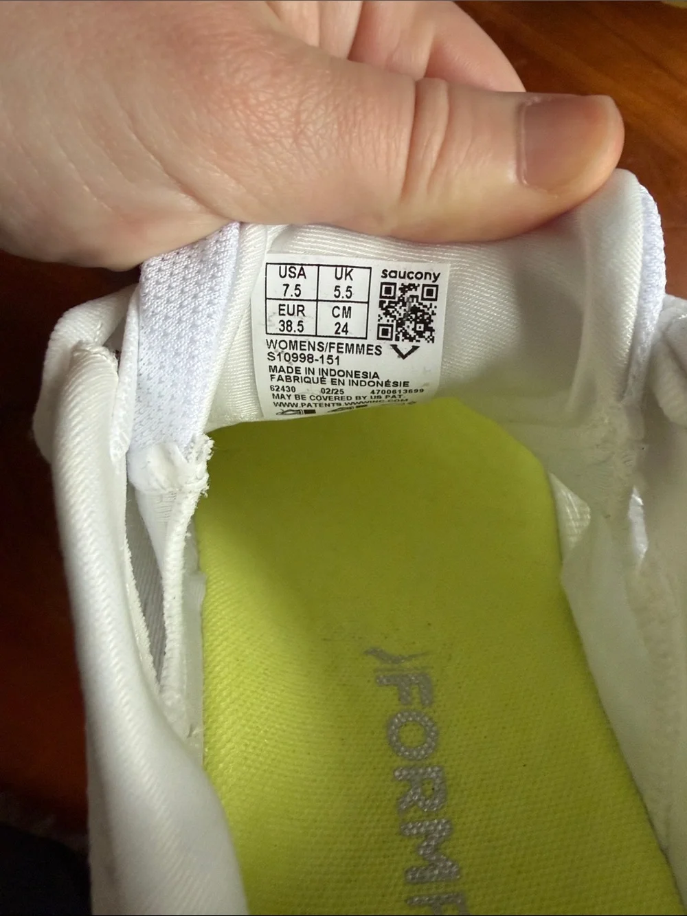 Saucony Women's White & Neon Yellow Guide 18 sz 7.5
